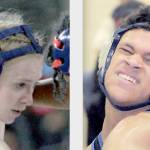 Forks Miley Blanton, left, and East Jeffersons Manaseh Lanphear-Ramirez were both regional wrestling champions.