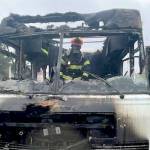 Firefighters extinguished a fire in an RV near Olympic Medical Center on Wednesday in Port Angeles. No one was injured. (Port Angeles Fire Department)