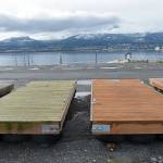 KEITH THORPE/PENINSULA DAILY NEWS
Floats for the City of Port Angeles' boat launch on Ediz Hook sit on the ground near the launch on Friday after they were removed to prevent storm damage.