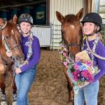 Libby Swanberg and Sydney Hutton took part in the Senior Salute, which lauds the accomplishments of graduating high school seniors and bids them a successful future. (Photo by Katie Salmon-Newton)