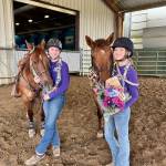 Libby Swanberg and Sydney Hutton took part in the Senior Salute, which lauds the accomplishments of graduating high school seniors and bids them a successful future. (Photo by Katie Salmon-Newton)