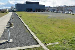 A currently undeveloped area next to the Field Arts & Events Hall will make up the rest of the Port Angeles Waterfront Center  the future home of the Marine Discovery Center and the Lower Elwha Klallam Cultural Center. (Keith Thorpe/Peninsula Daily News)