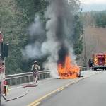 An East Jefferson Fire Rescue crew responded Wednesday afternoon to a car fire on state Highway 20. (East Jefferson Fire Rescue)