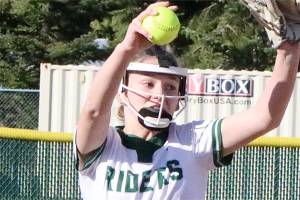 Port Angeles softball player Lynzee Reid pitches against Bremerton last week. (Dave Logan/for Peninsula Daily News)