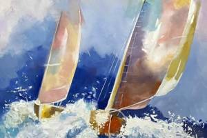 Screamin Downwind, an oil painting by Jinx Bryant, is on display in Gallery-9 during April.