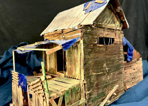 Jerry Taylors first-place Cracked House mixed media sculpture.