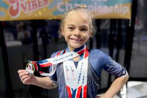 Klahhane Gymnastics Carly Mae Riggs won several medals at the Xcel Region 2 Regionals, including first place all-around. (Courtesy photo)