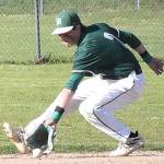 Shortstop Alex Angevine makes a play on a ground ball against North Kitsap in an extra tiebreaker game played Tuesday in Poulsbo. North Kitsap was able to hold off Port Angeles 5-2 but the Riders will still be a high seed going into the district tournament. (Nicholas Zeller-Singh/Kitsap News Group)