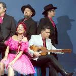 Hector Flores, seated at right, and his band Las Cafeteras are coming to Field Arts & Events Hall on Saturday night. photo by Yulissa Mendoza