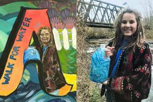 A new mural at Sequim High School honors 2020 graduate Alissa Lofstrom, who started the mural in 2019 but had to stop due to COVID-19 shutdowns. She died in 2021, but past and current students finished her mural for the Interact Club. (Chelsea Reichner)