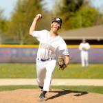 Michael Dashiell/Olympic Peninsula News Group Sequims Ethan Staples, shown here pitching during a win over Kingston last month, struck out seven and drove in two runs in the Wolves 7-3 bi-district tournament win over Fife on Wednesday.