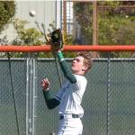 Port Angeles centerfielder Nathan Basden catches a high popup during Tuesdays playoff against Fife in Port Angeles. Basden had a clutch two-run single to help beat Steilacoom 3-2 on Saturday in the bidistrict third-place game. (KEITH THORPE/PENINSULA DAILY NEWS)