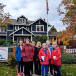 Members of the Captain Joseph House Foundation gather in October to celebrate the gifting of a Gold Star Monument marker in front of the Captain Joseph House in Port Angeles. (Courtesy photo)