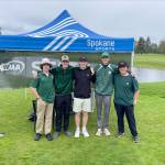 The Port Angeles boys golf team from left, Sky Gelder, Austin Worthington, Reid Schmidt, Nate Anderson and Max Gagnon, recently competed at the Class 2A State Tournament at Liberty Lake Golf Course in the Spokane Valley.