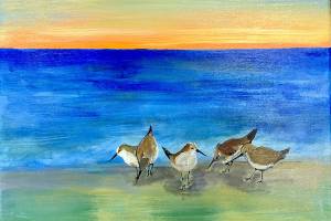 Sheryl Goldsberry, whose work, Beach Breakfast, is shown here, is the Port Ludlow Art Leagues artist of the month for June.