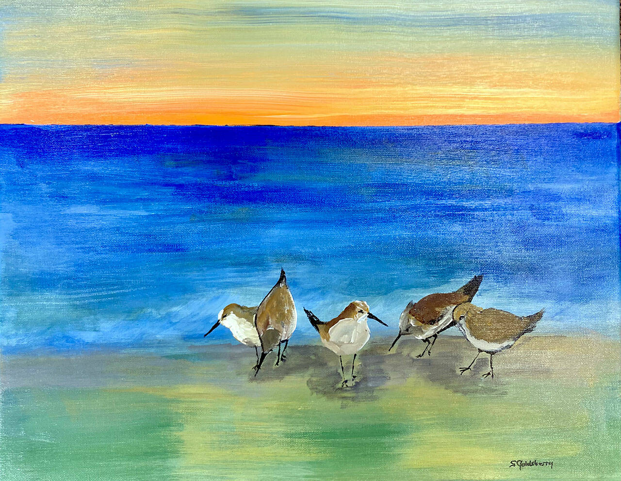 Sheryl Goldsberry, whose work, Beach Breakfast, is shown here, is the Port Ludlow Art Leagues artist of the month for June.