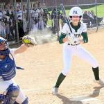 Port Angeles' Natalie Robinson takes a pitcher against North Kitsap in a game in May. Robinson hit 12 home runs this year and was named the Olympic League MVP for the second straight season. (Pierre LaBossiere/Peninsula Daily News)