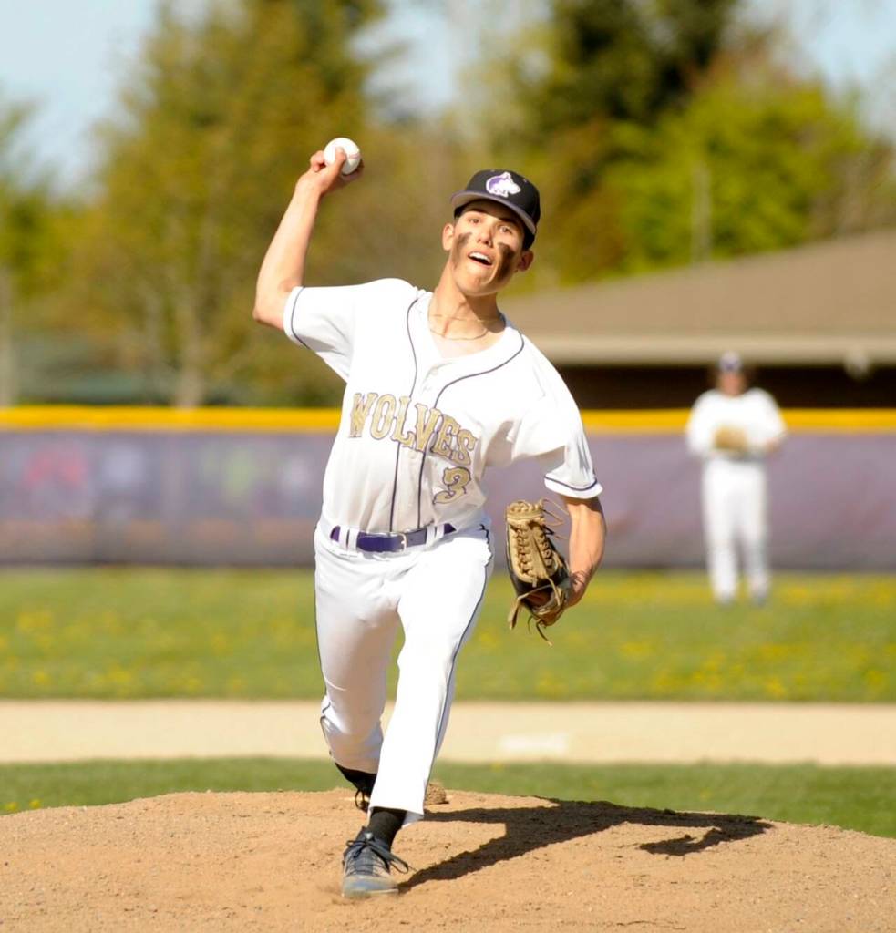 Sequims Ethan Staples, who struck out 53 batters in 41 innings pitched, was named to the all-Olympic League first team. (Michael Dashiell/Olympic Peninsula News Group)