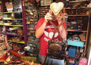Assemblage artist Steve Parmelee, pictured at his workbench, will come to Port Townsends Northwind Art School to teach a workshop July 9-10. (photo courtesy Steve Parmelee)
