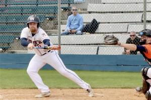 Wilder Seniors Ezra Townsend bunts against Whatcom Post No. 7 earlier this season. Wilder Senior and Wilder Junior both enter the Dick Brown Memorial Tournament having gone 3-1 this weekend at tournaments in Mount Vernon and Selah. (Dave Logan/for Peninsula Daily News)