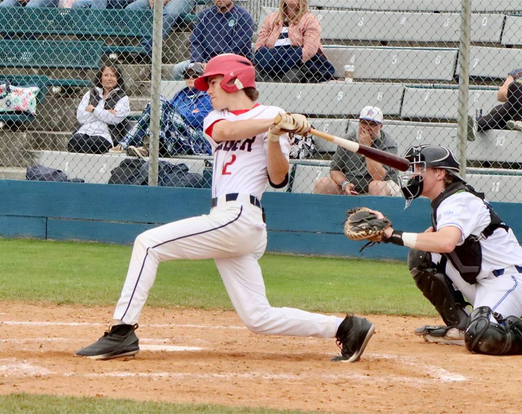 Dave Logan/for Peninsula Daily News
Wilder Seniors Alex Angevine takes a big cut against the Shoreline Royals on Sunday. Wilder Senior was shut out by the Royals as they went 4-1 in the Dick Brown Memorial Firecracker.