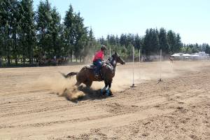 During the PSHA game show at the Crosby arena in Agnew last weekend, Duncan Parks, 18, and Ed ran a blazingly fast A division time of 8.45 in the Keyrace. (Karen Griffiths/for Peninsula Daily News)