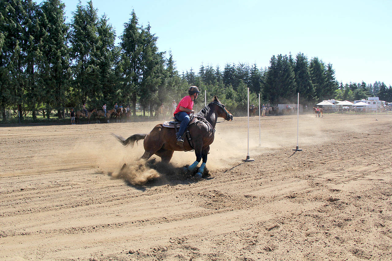 During the PSHA game show at the Crosby arena in Agnew last weekend, Duncan Parks, 18, and Ed ran a blazingly fast A division time of 8.45 in the Keyrace. (Karen Griffiths/for Peninsula Daily News)