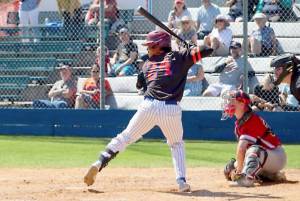 Port Angeles Julio Vasquez Jr. (24) was 2-for-5 in Mondays 11-1 victory over Nanaimo, the fourth win in six games for the Lefties, who are tied for first place entering the all-star break.