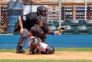 Port Angeles Leftie Jack Kleveno of Utah tied the season record for catcher assists with 29. (Maevis Photography)