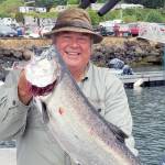 Steve Hazard of Angler's Hideaway in Sekiu reeled in this quality hatchery chinook while fishing Sunday morning in Marine Area 5.