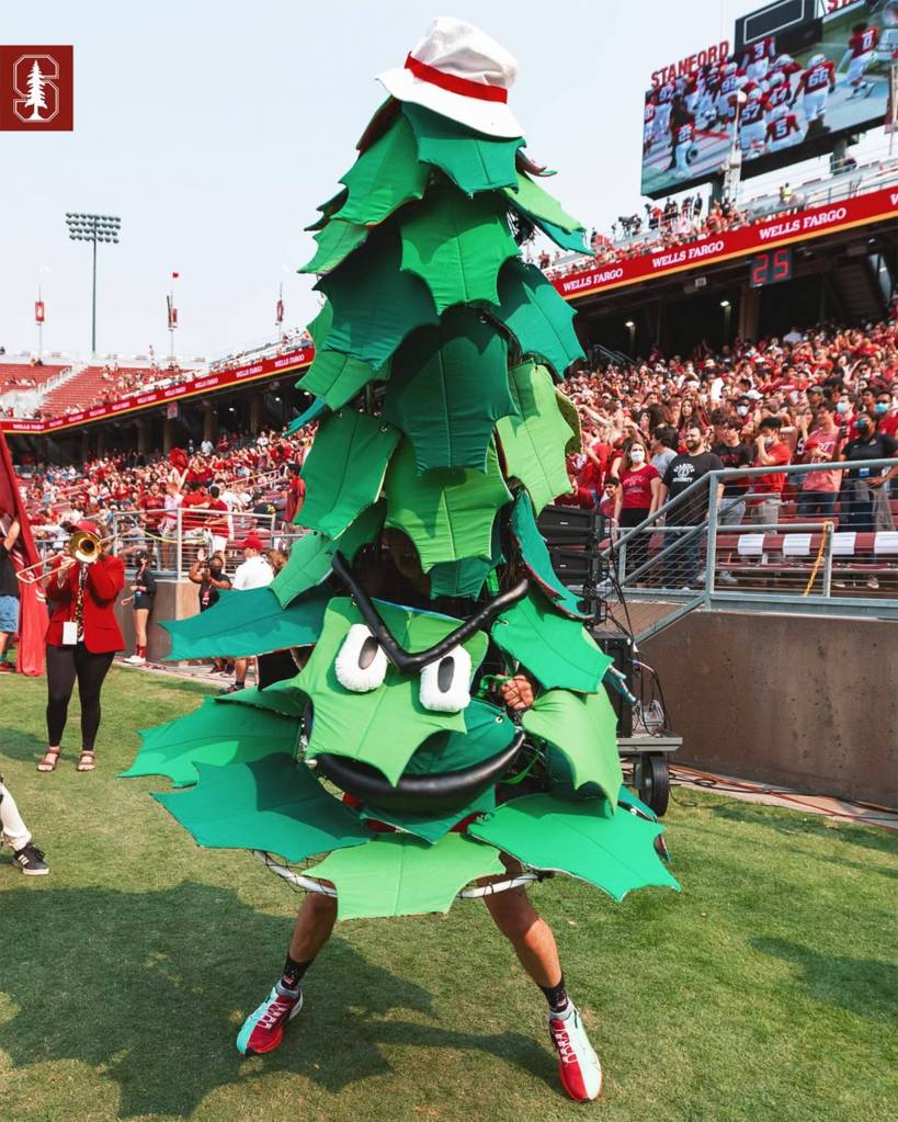 Photo courtesy Stanford University Athletics/ Herman the Stanford Tree made by Grayson Armour appears at a Stanford University football game a few years ago. Sequims Ruby Coulson was selected earlier this year to be the unofficial mascot through April 2025, and is making her own costume to wear at sporting events. Shell wear Herman in Paris for the Olympics to support Stanford athletes.