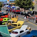 Attendees get an up-close look at some classic and unique cars and trucks at the Sequim Prairie Nights event in downtown Sequim in 2022. This years event is set for Saturday. (Michael Dashiell/Olympic Peninsula News Group)