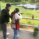 Sequim Museum & Arts
Matt Dryke, gold medal winner in skeet shooting at the 1984 Olympic Games, instructs Sequim teen Danika Chen at Sunnydell Shooting Grounds in June.