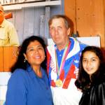 Matt Dryke, 1984 Olympic Games gold medal winner (skeet shooting), joins his wife Yvonne and daughter Ellen at the opening of the new Sequim Museum & Arts building in July 2019. A section of the museum details Dryke's storied career in the sport. Sequim Gazette file photo by Michael Dashiell