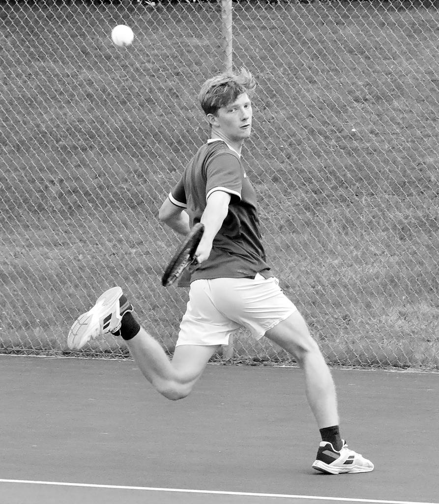 PA’s number one tennis player Tate Allton with a backhand swing. dlogan