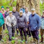 State and local officials toured Dabob Bay forests in 2022. Back row, left to right, Mary Jean Ryan of Quilcene; Rachel Bollens; Bill Taylor, Taylor Shellfish Co.; Jeromy Sullivan, Port Gamble SKlallam Tribe; Justin Allegro, The Nature Conservancy; and Greg Brotherton, Jefferson County Commissioner. Front row, left to right, Duane Emmons, DNR staff; Jean Ball of Quilcene; Hilary Franz, state Commissioner of Public Lands; Mike Chapman, state Representative; and Peter Bahls, director of Northwest Watershed Institute. (Keith Lazelle)