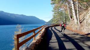 The Run the Peninsulas inaugural Spruce Railroad Trail 5K/10K on Oct. 19 will go along the north shore of Lake Crescent in Olympic National Park. (Pierre LaBossiere/Peninsula Daily News).