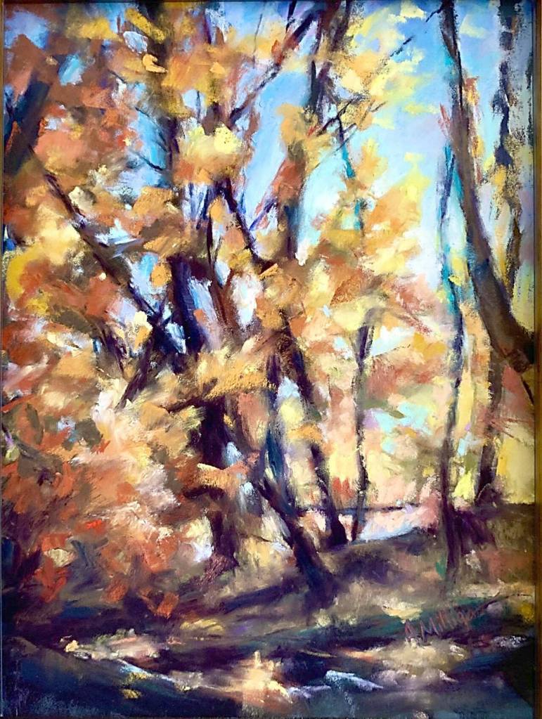 Autumn Lights by Anne Milligan is an addition to the Duets watercolor exhibit.