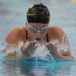 Michael Dashiell/Olympic Peninsula News Group
Sequims Annie Ellefson swims the 200-yard medley relay during a swim meet with East Jefferson on Wednesday at the Sequim YMCA.