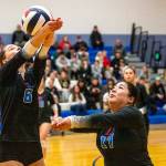 Steve Mullensky/for Peninsula Daily News

East Jefferson Rivals Sophia Petta, left, and Stephanie Contreras Duran, both were after the ball during a hotly contested game against the Life Christian Eagles in Chimacum on Wednesday.