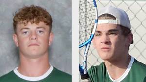 Luke Flodstrom, left, and Nathan Basden, Port Angeles boys tennis.