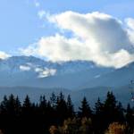 A recent snow is visible from Port Angeles on the Klahhane Ridge on Tuesday. The forecast for the rest of the week calls for high temperatures hovering about 50 degrees with a chance of showers and overnight lows in the low 40s. (Dave Logan/for Peninsula Daily News)