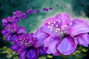 Floral Flight, a digital painting by Larry Davidson, the artist of the month at the Port Ludlow Art League.