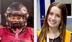 Makyah Chambers, left, Neah Bay football, and Ava Shinkle, Sequim swimming.