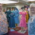 Emily Matthiessen/Olympic Peninsula News Group
Christine Brehan, left, Olympic Peninsula Doll Club president, and Sandy Brehan, cofounder of the group, share some of Sandys collection of miniature mannequins dressed in clothes that she made from original 1930s-1950s patterns. The blue skirt suit on the left was made by another member. The Brehans shared some of their collections with visitors and residents of Sherwood Assisted Living.