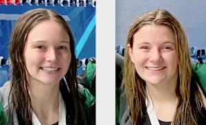 Port Angeles swimmers Lynzee Reid, left, and Brooke St. Luise.