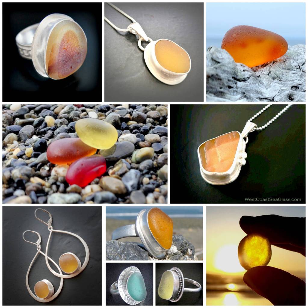 Gold Sea Glass by Mary Beth Beuke of West Coast Sea Glass.