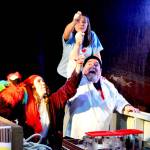 In Bake to Alaska, gingerbread contest entrants Patty (Kirsten Louise Webb, left), Sam (Eleanor Curtis) and Wolf (Paul Kiernan) sail toward the Last Frontier. The new holiday show is premiering this month at Key City Public Theatre in Port Townsend. (Diane Urbani de la Paz/For Peninsula Daily News)