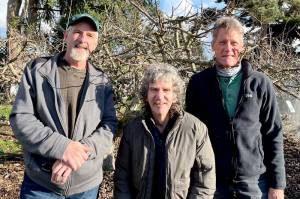 Master gardeners, from left, Keith Dekker, Tom Del Hotal and Gordon Clark will present classroom lectures and hands-on workshops covering many of the skills and knowledge that homeowners need to get optimal performance from their fruit trees during the 2025 Home Orchard Series from Jan. 22 through June 7. (Brenda Lasorsa)