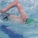 Port Angeles Isaac Meek powers to victory in the 200-yard freestyle, setting the first of two new personal bests in the Riders swim meet victory over Klahowya at Shore Aquatic Center.